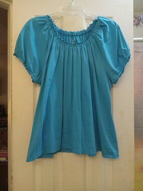 Kim Rogers Cap Sleeve Teal Pull Over Blouse in Size 1X